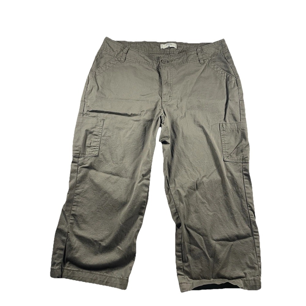 Lee Riders Womens Capri Skimmers Pants Waist 34 Green Chino Cargo Size 16